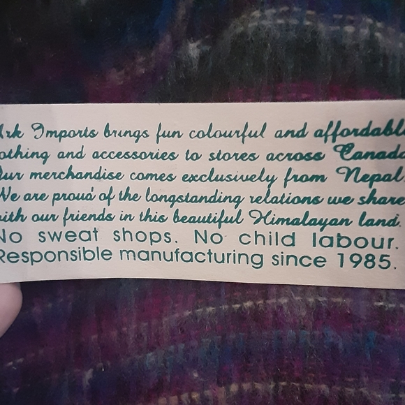 NWT Ark Imports Fairtrade Boho Fringe Poncho Purple/Blue/Green-Women's One Size - Picture 8 of 11